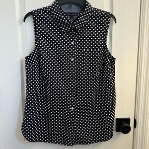 Black with white Pokadots, sleeveless shirts